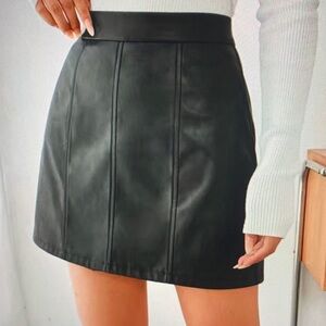 Classic Black Faux Leather Mini Skirt